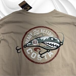 COSTA Men’s XXL Tan Long Sleeve T-shirt FISHING LURE
